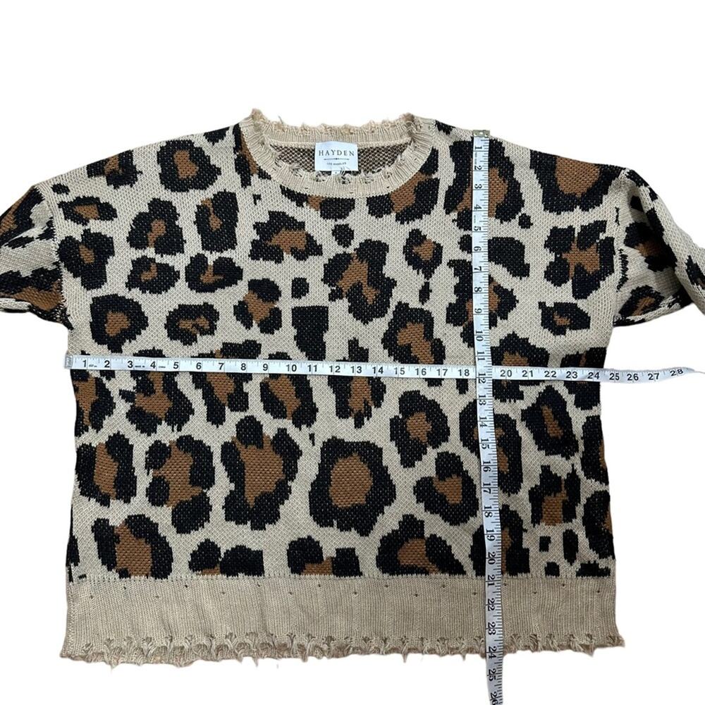 Hayden Los Angeles Distressed Leopard Print Crewneck Sweater Size Small - Picture 3 of 9